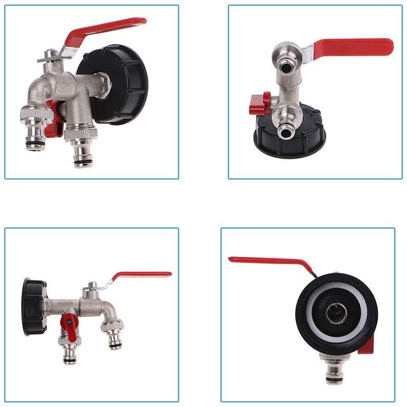 Dubbele Tap 1000 Liter Ibc Watertank Connector Adapter Tap Vervanging Regenwater Tank Adapter Voor Thuis Tuin Water Connectors