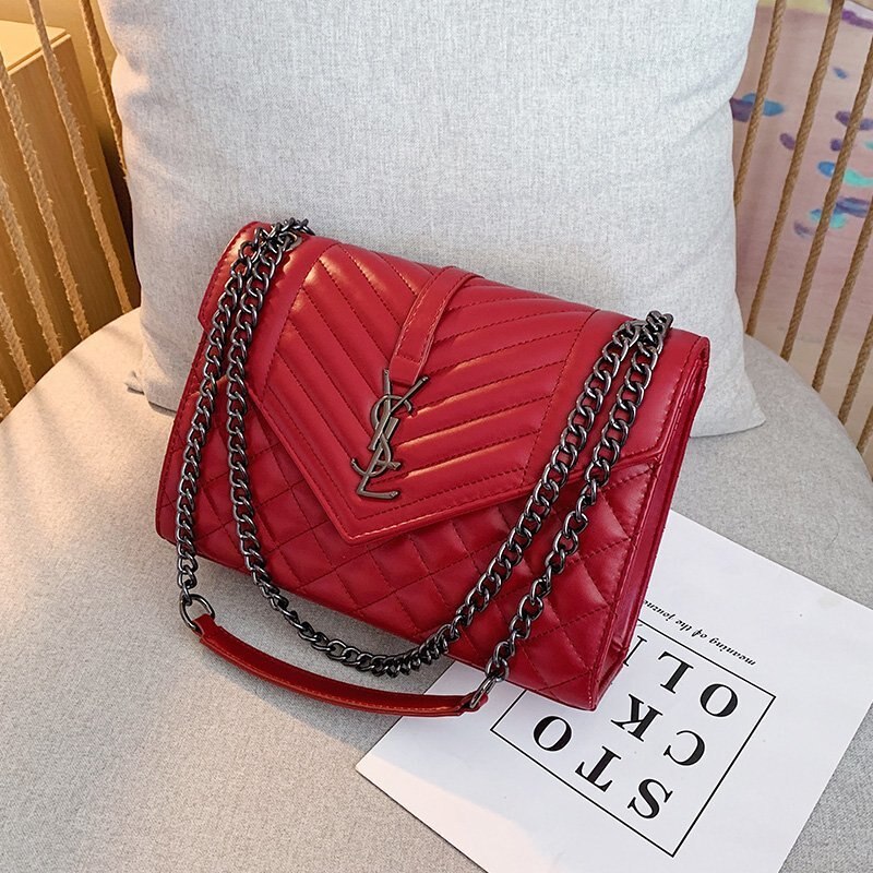 Novo saco da senhora losango bordado linha textura macia corrente saco moda um-ombro envelope saco: 05