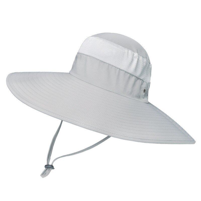 Sombrero de pescador de ala ancha y grande para hombre y mujer, gorra de pescador de 15CM, resistente al agua, unicolor, para pescar, deportes, senderismo, gorros de Montañismo: Light Gray