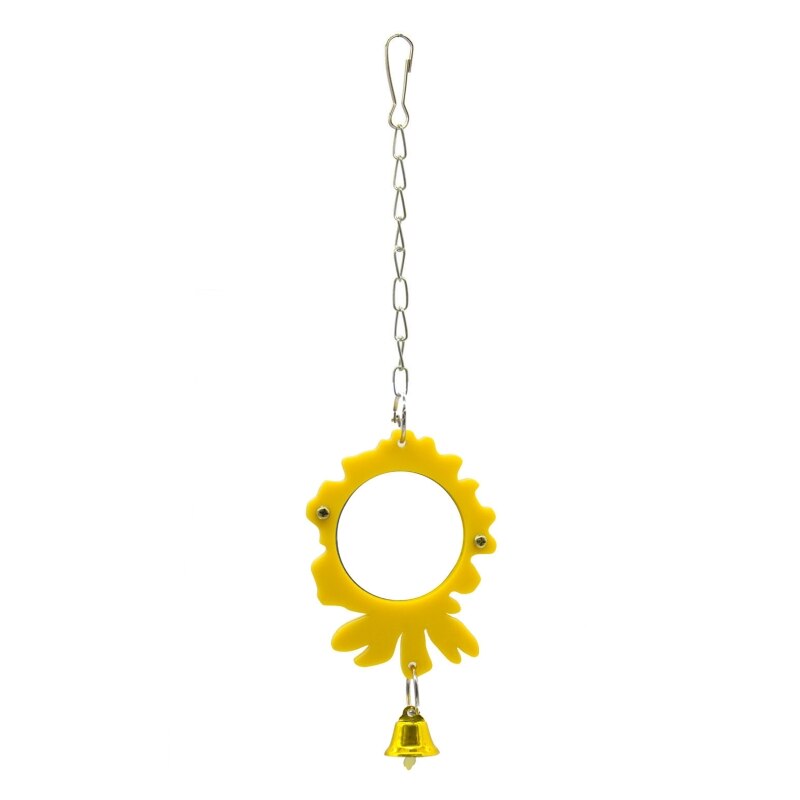 H7EA Vogel Spiegels Voor Kooi Acryl Spiegel Met Bel Plastic Rand Metalen Opknoping Lus Houden Vogels Bezet En Actief: Flowers 2