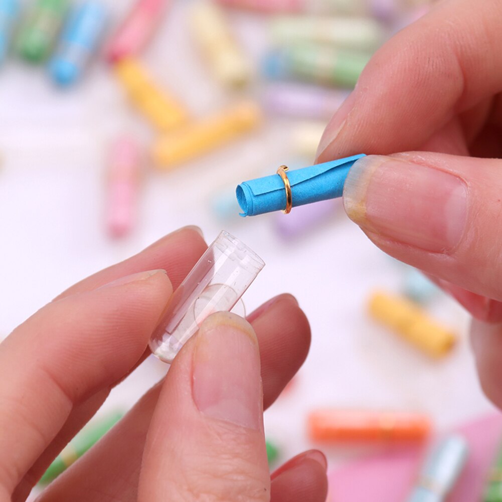 50Pcs Love letter capsule paper roll wishing bottle Clear Wish Bottle Blank Letter Paper Message Envelope Love Pill
