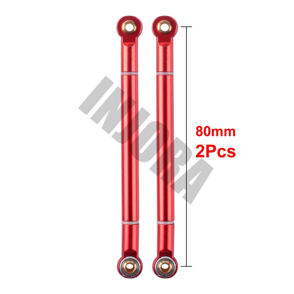 2PCS RC Car 70 80 90 100 110 120 130MM Red/Black Aluminum Alloy Link Rod for 1/10 RC Crawler Axial SCX10 D90 Upgrade Parts: 80MM Red