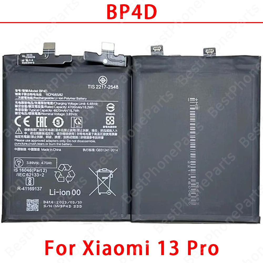 Phone Battery For Xiaomi 13 13Pro 13Lite 13Ultra 13T 13TPro BP4G BP4D BP4E BM5Q BM5T BM5S High replacement batteries: Rose Gold