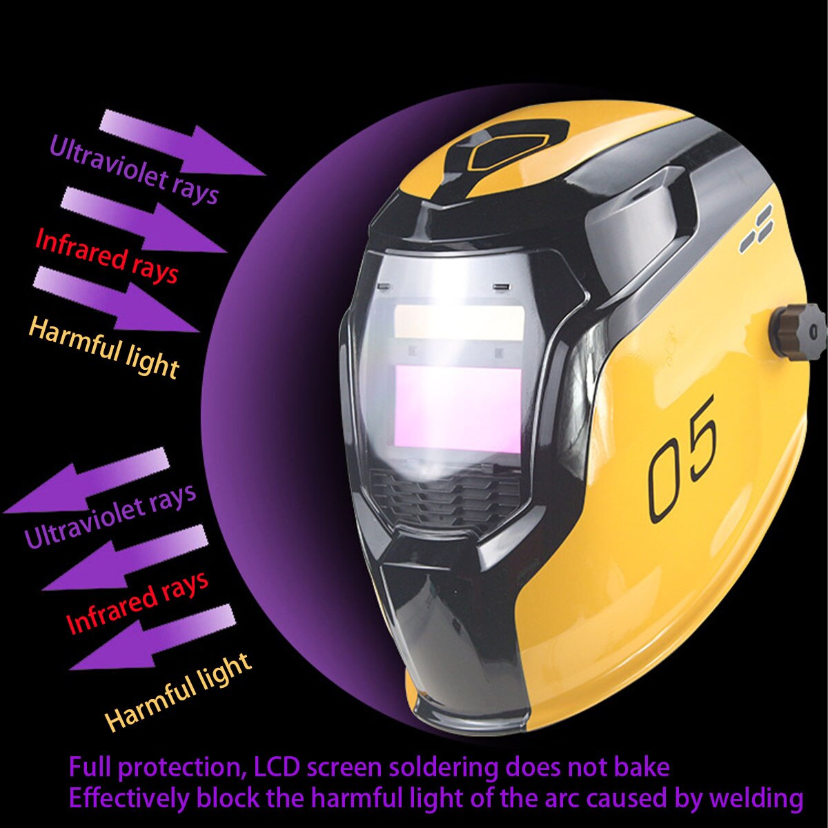 Solar Auto Darkening Welding Helmet Adjustable Shade DIN 9-13 Rest DIN 4 Welding Visor Mask Large View Area Arc Tig Mig Welders