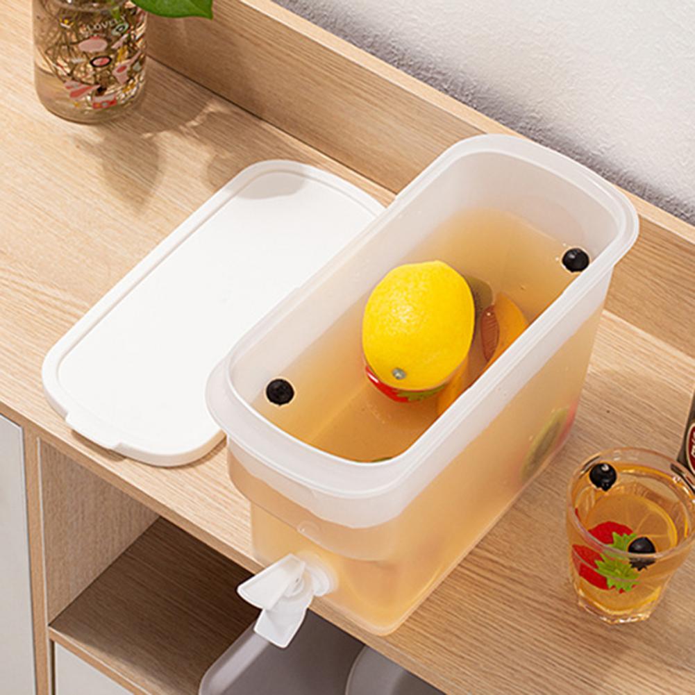 3.8L Water Pot Detachable Dust-proof Plastic Large Capacity Translucent Juice Dispenser Kitchen Supplies