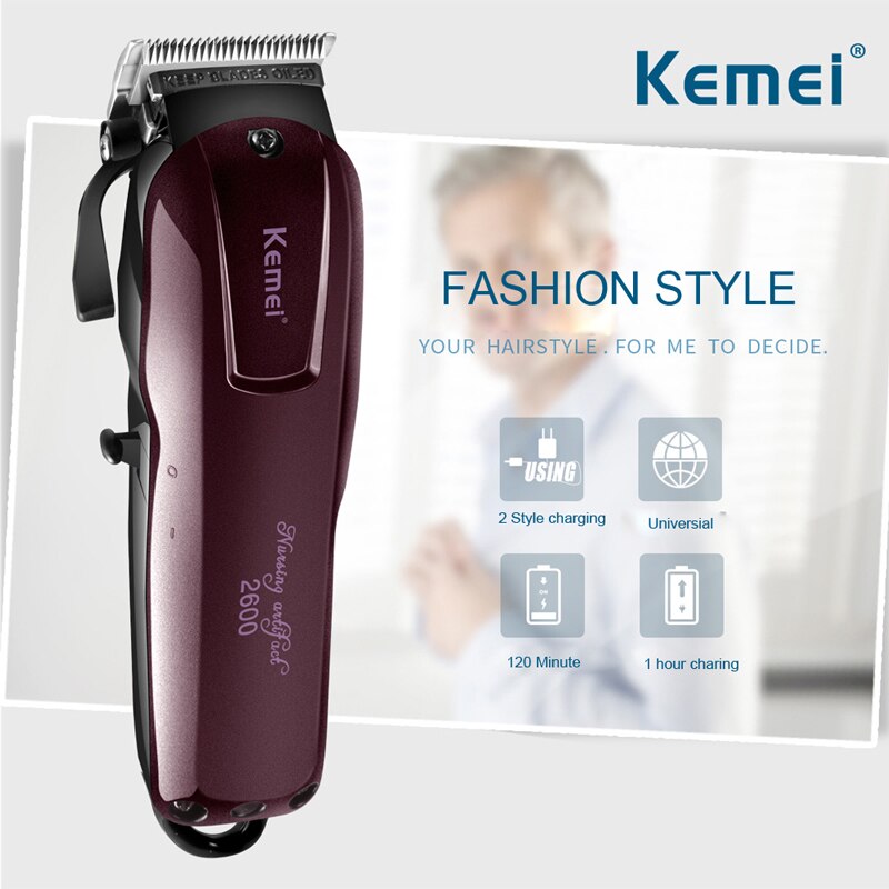 Kemei KM-2600 In Acciaio Al Carbonio Testa Rasoio Elettrico tagliatore di capelli professionale Trimmer Potente Macchina di Rasatura Dei Capelli di Taglio Dei Capelli Strumento