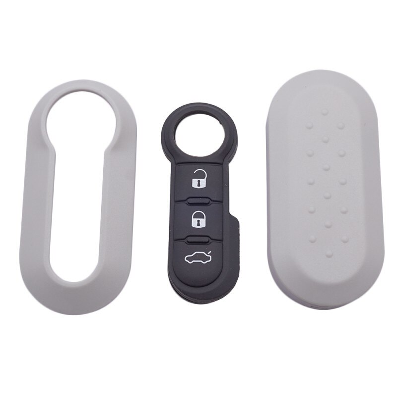 Cocolockey-Funda de mando a distancia para coche, almohadilla de reemplazo para Fiat 500, Panda Punto Bravo, almohadilla con botón de goma, 3 botones: gray