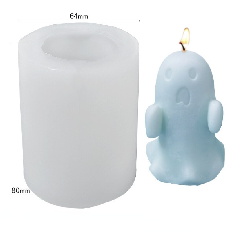 Halloween Ghost Bride Groom Candle Silicone Mold DIY Skull Pumpkin Candle Making Resin Soap Mold Christmas Craft Home Decor: Ghost (Large)