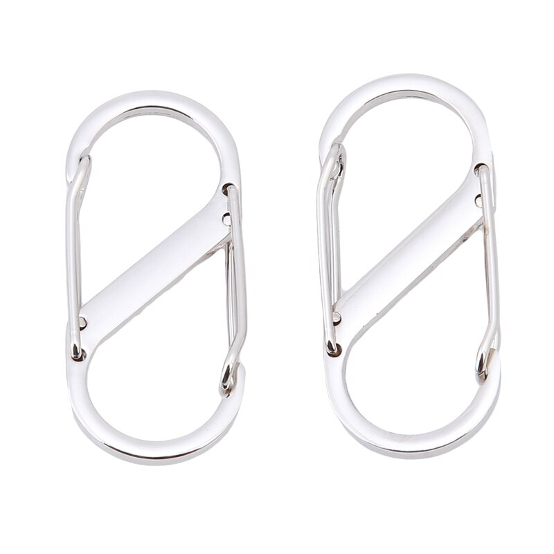 2 stuks karabijnhaken voor wandelen, klimmen, toeristische tenthaken, outdoor wandelhaken, rugzak, gesp, hanger, fleshaken: Zilver