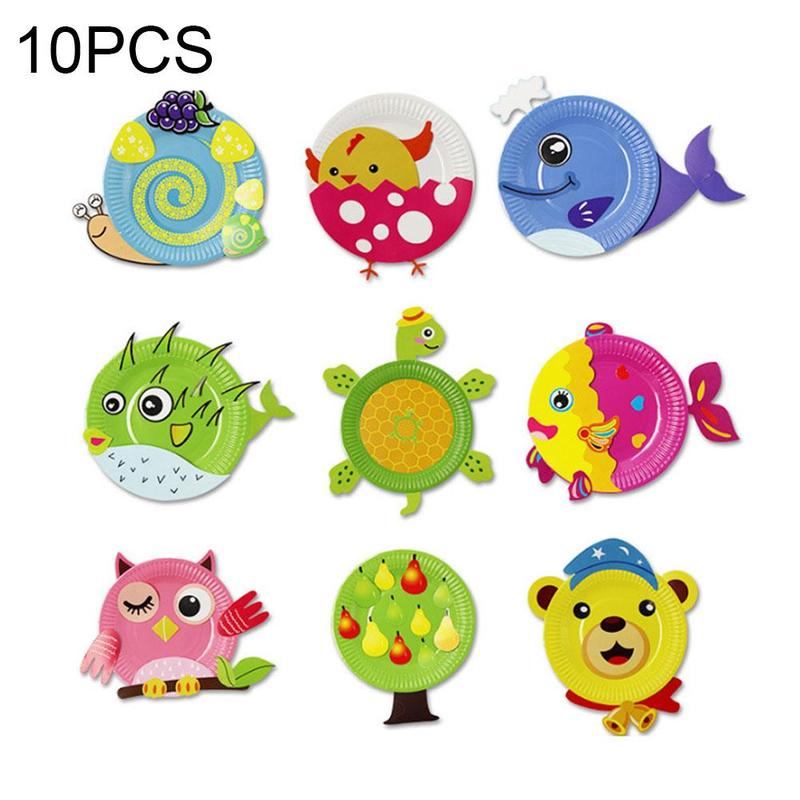 10Pcs Diy Plaat Kid 'S Handgemaakte Educatief Pakket Ouder-kind Speelgoed Set Sticker Schilderen Kleuterschool Diy Productie Puzzel