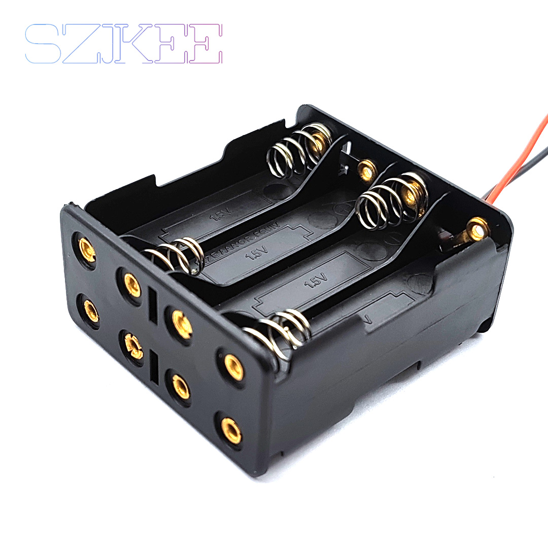 AAA Battery Holder AAA Double-Layer Battery Box AAA Battery Case AAA Box 4/6/8 Slots Battery Storage Box Series Connection: green
