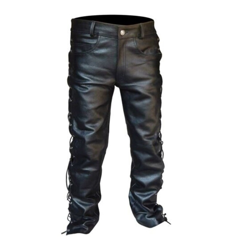 männer Leder Hosen Lokomotive Punk Stil Hosen für Männer Winter Herren Kleidung Pantalon Homme Plus Größe Herren kleidung