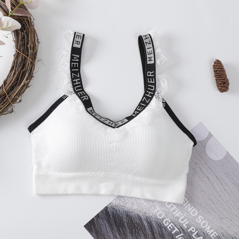 Wimpers Zilveren Lint Tube Top Mooie Terug Verpakt Borst Sport Beha Vrouwen Lingerie Ondergoed: WHITE