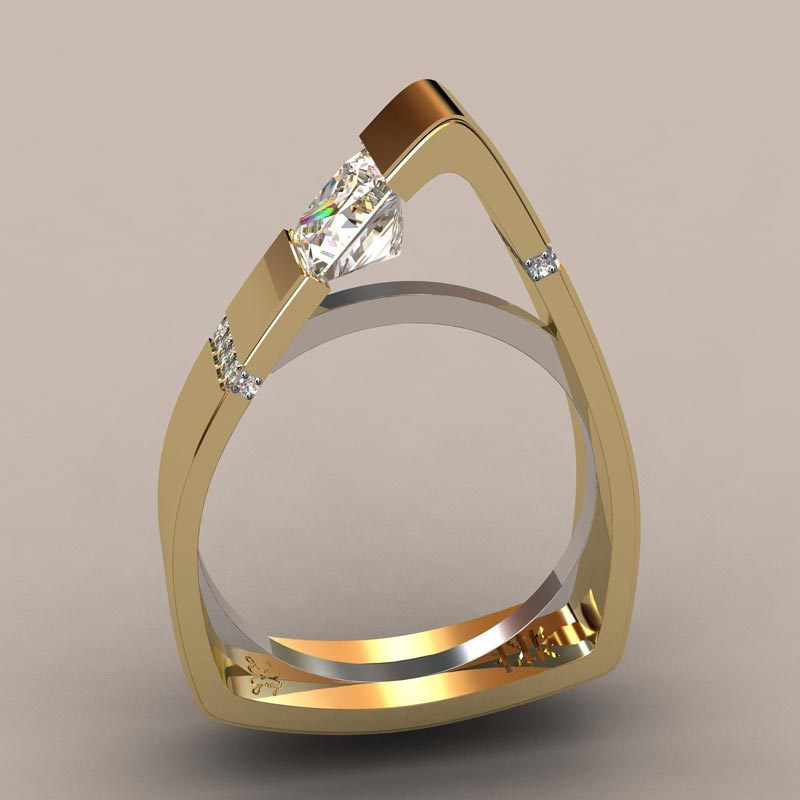 Fdlk Unieke Stijl Kleine Kristallen Ring Luxe Mode Geel Goud Kleur Sieraden Belofte Engagement Ringen Voor En Vrouwen