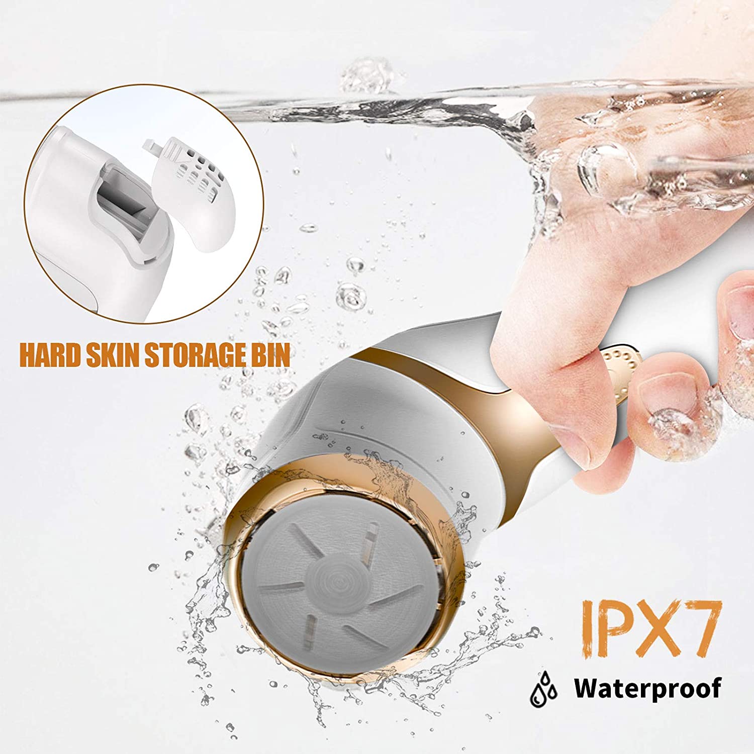 PRITECH Electric Feet Callus Removers Rechargeable Foot File with 3 Grinding Heads Portable Waterproof Feet Care