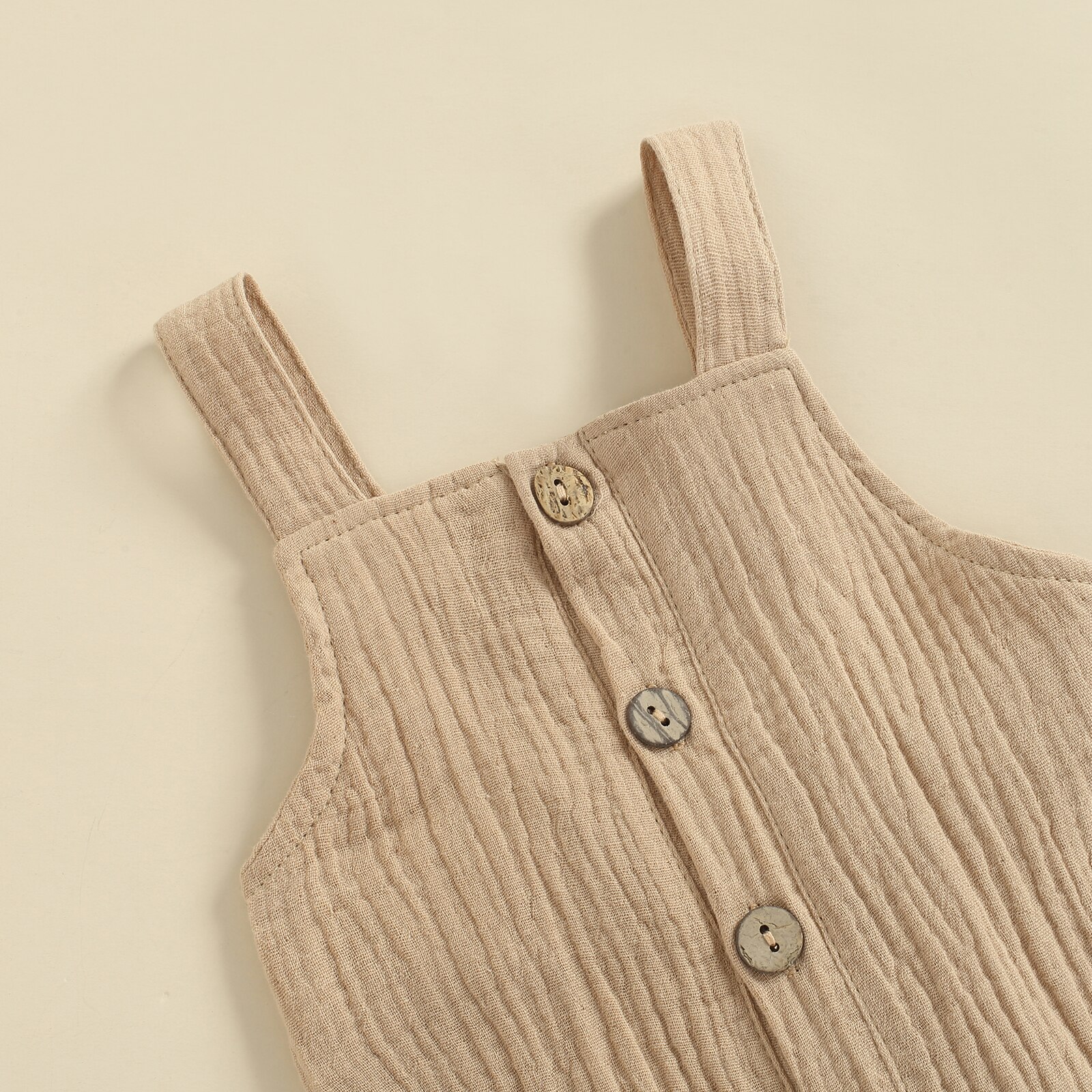 Katoen Linnen Casual Solid Kinderen Jumpsuit Peuter Vierkante Kraag Mouwloze Button-Down Jarretel Broek Voor Meisjes Jongens