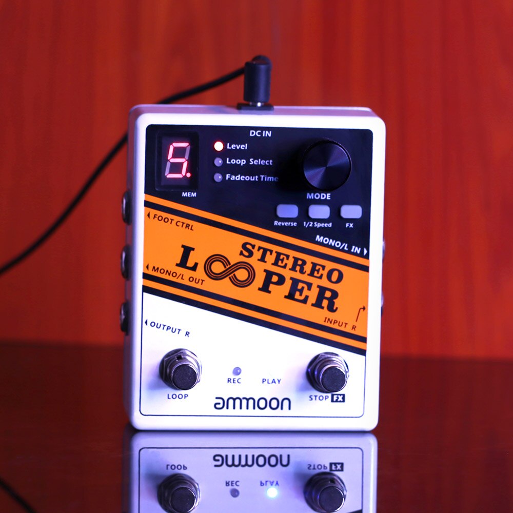 Ammoon stereo looper loop record guitar effekt pedal 10 uafhængige loops max 10 min optagetid guitar pedal guitar tilbehør