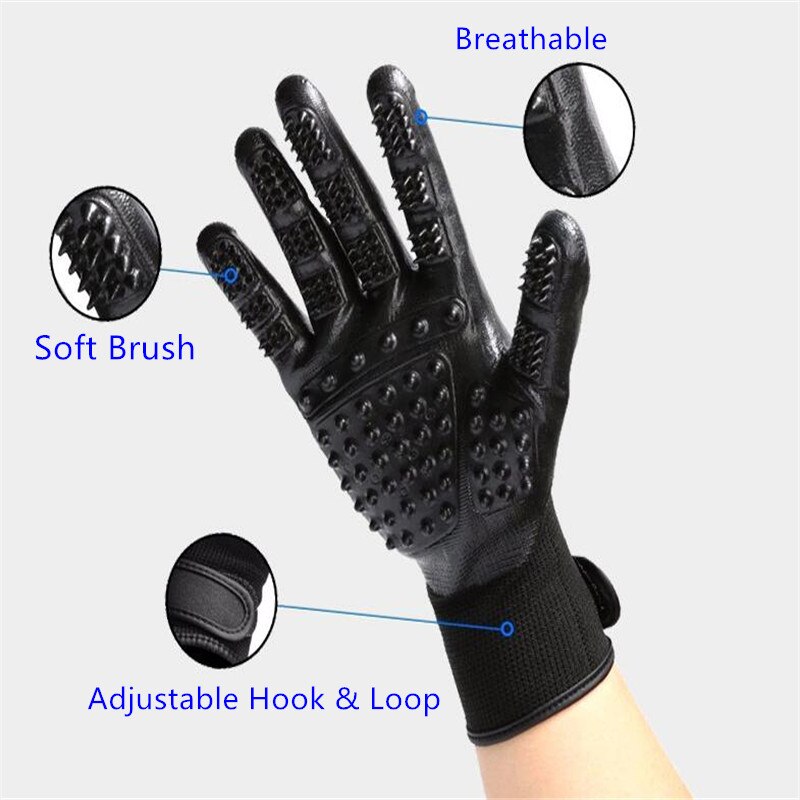 Guantes de goma suave para aseo de mascotas, cepillo de limpieza de pelo para perros, gatos y caballos, peine de masaje para mascotas