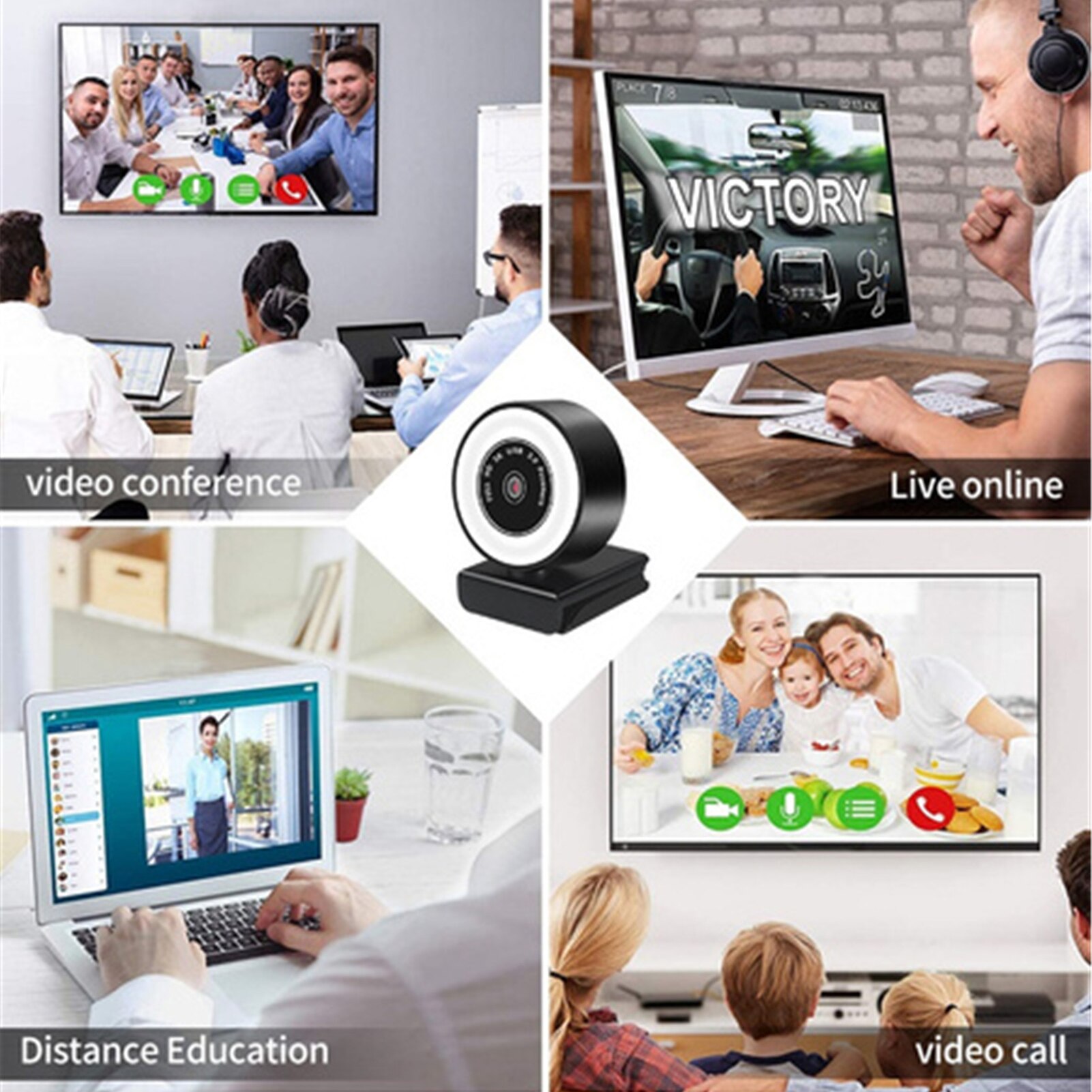 Laptop Webcam 1080P 60fps 2K High-Definition USB Driver-Free Live Webcam Camera with Microphone CMOS Webcams