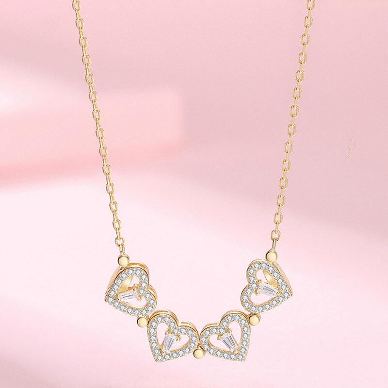 Vrouwen Hart Kettingen Rvs Magneet Kristal Klavertje Vier Hart Hanger Collier Sieraden Kraag Bff Bijoux