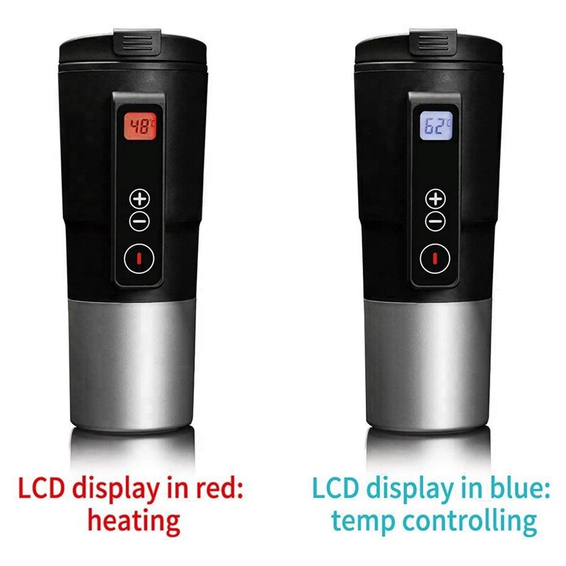 12V 410ML Digital Display Electric Water Vacuum Cup Thermostat Car Home Temperature Control Heating Mug Kettle 90°C