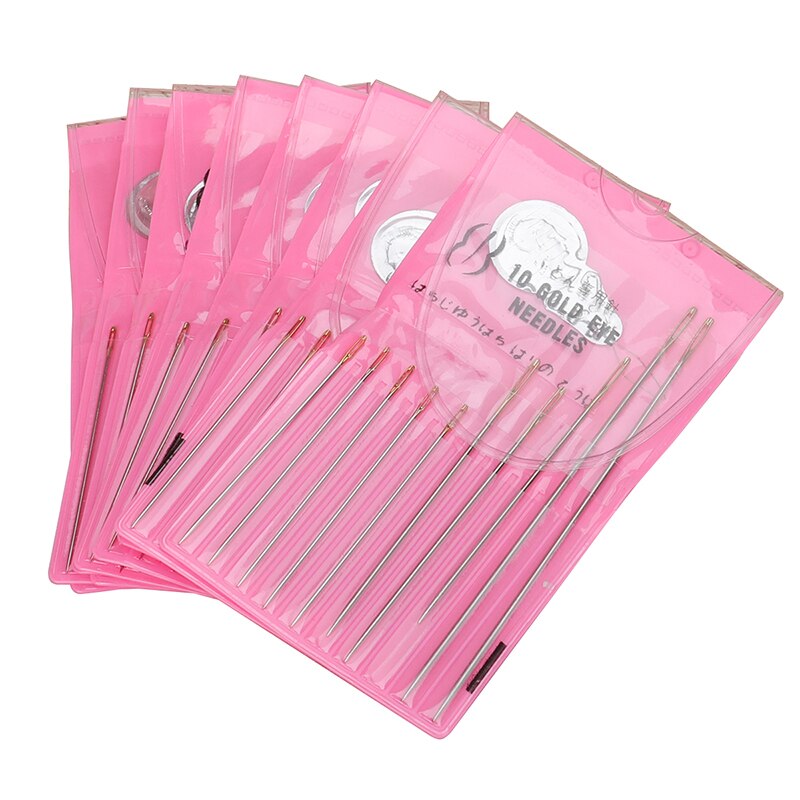 10pcs/Set Multi Purpose for Household Large Eye Cross Stitch Needles Sewing Needle Embroidery Tool Gold Plated Steel
