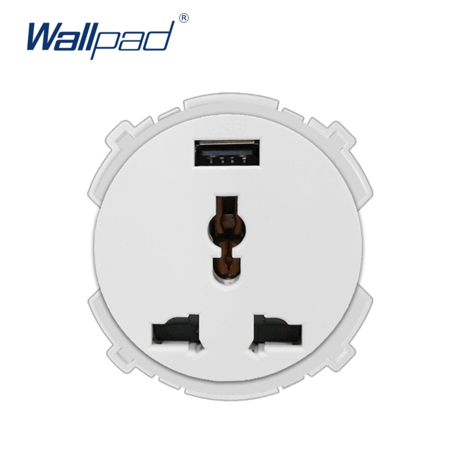Wallpad usb multifunktion 13a vægstik funktionstast kun elektrisk væg stikkontakt stikkontakter 5v 2100ma: Hvid