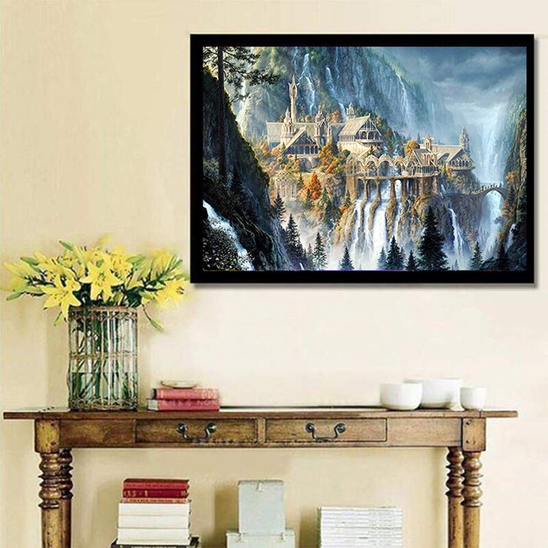 DIY 5D Diamond Painting Cross Stitch Mountain Castles Mosaic diamond embroidery Needlework Patterns Rhinestone paintings