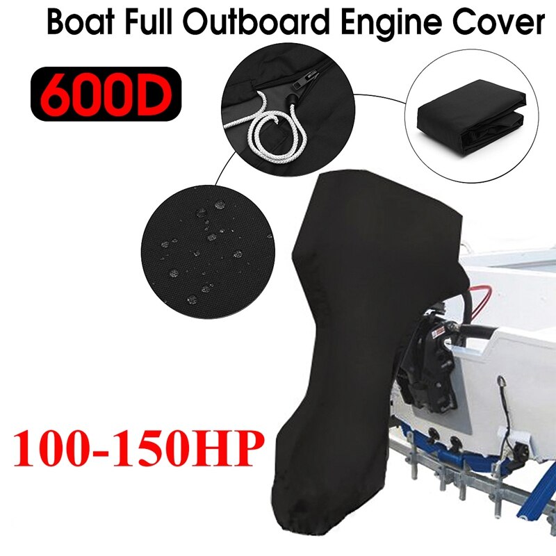 600D Boat Full Motor Cover 100150 HP Waterproof Outboard Engine