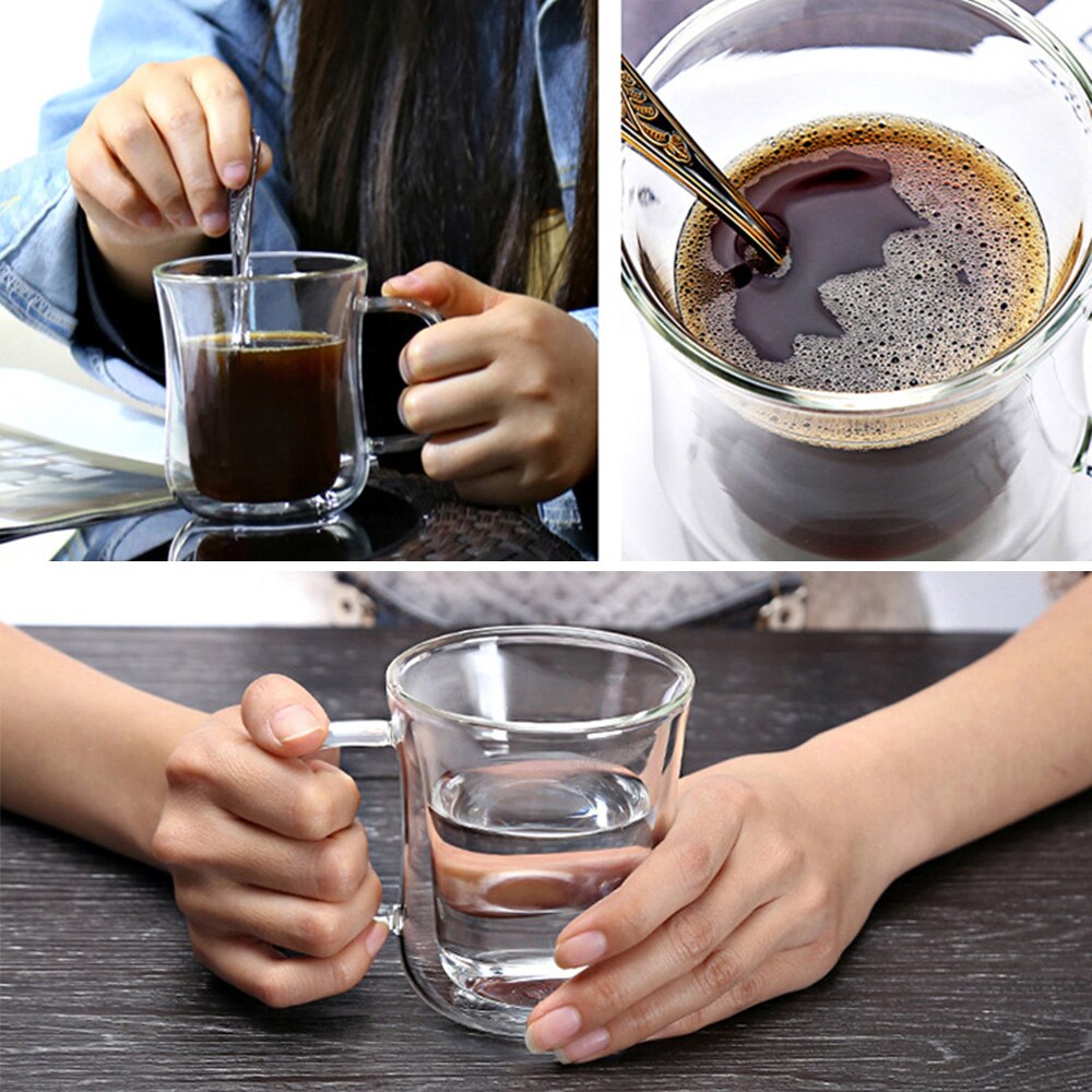 Double Coffee Mugs With the Handle Mugs Drinking Thermal Insulated Double Wall Glass Tea Cup Drinkware Milk