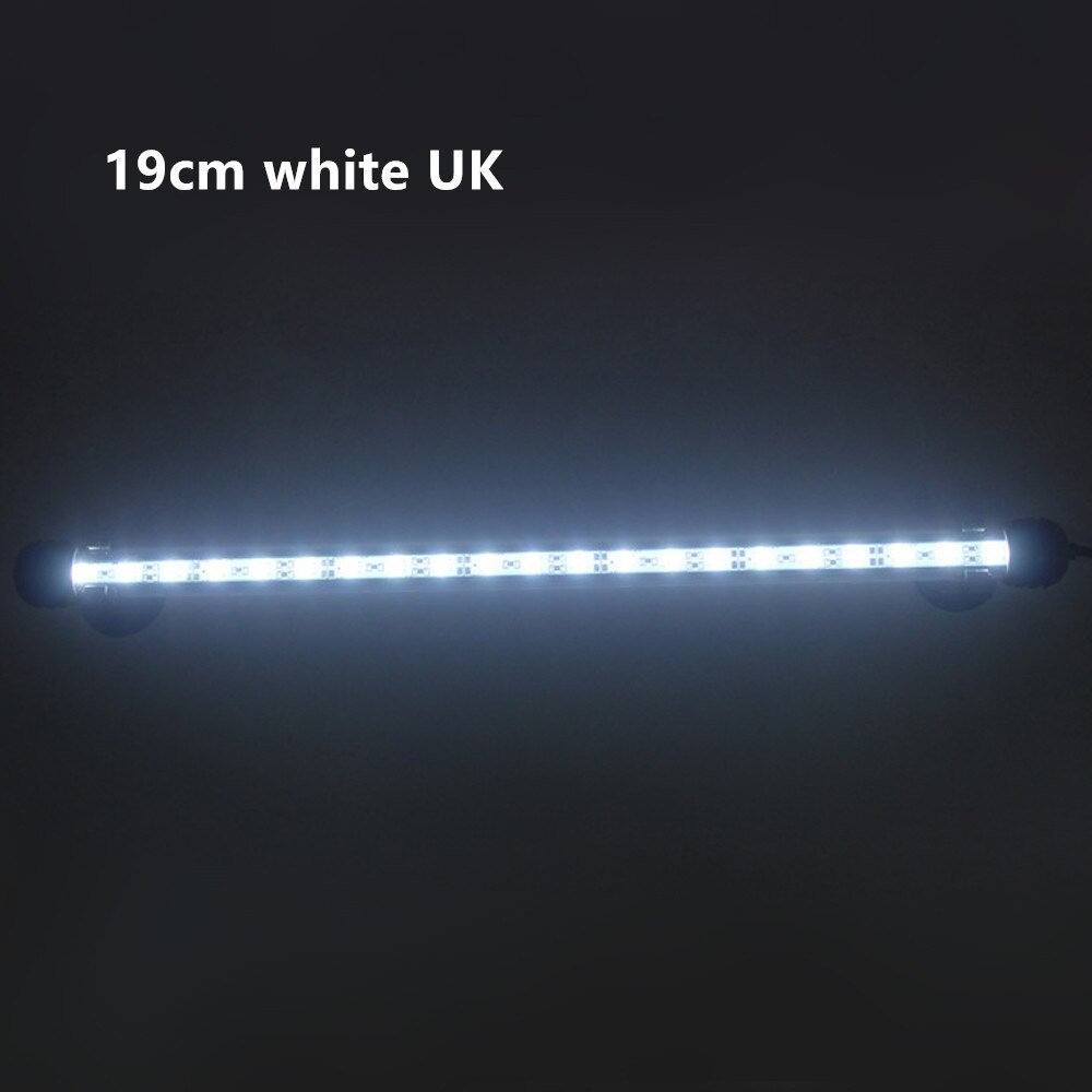 Waterproof LED Aquarium Lights Fish Tank Light Bar Blue/White 19CM Submersible Underwater Clip Lamp Aquatic Decor RGB light: 19cm white UK