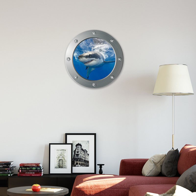 3D Sealife Shark Wall Stickers Fish Submarine Window Door Sticker Home Decor Room Decoration Art Animal Decals Poster Ornaments