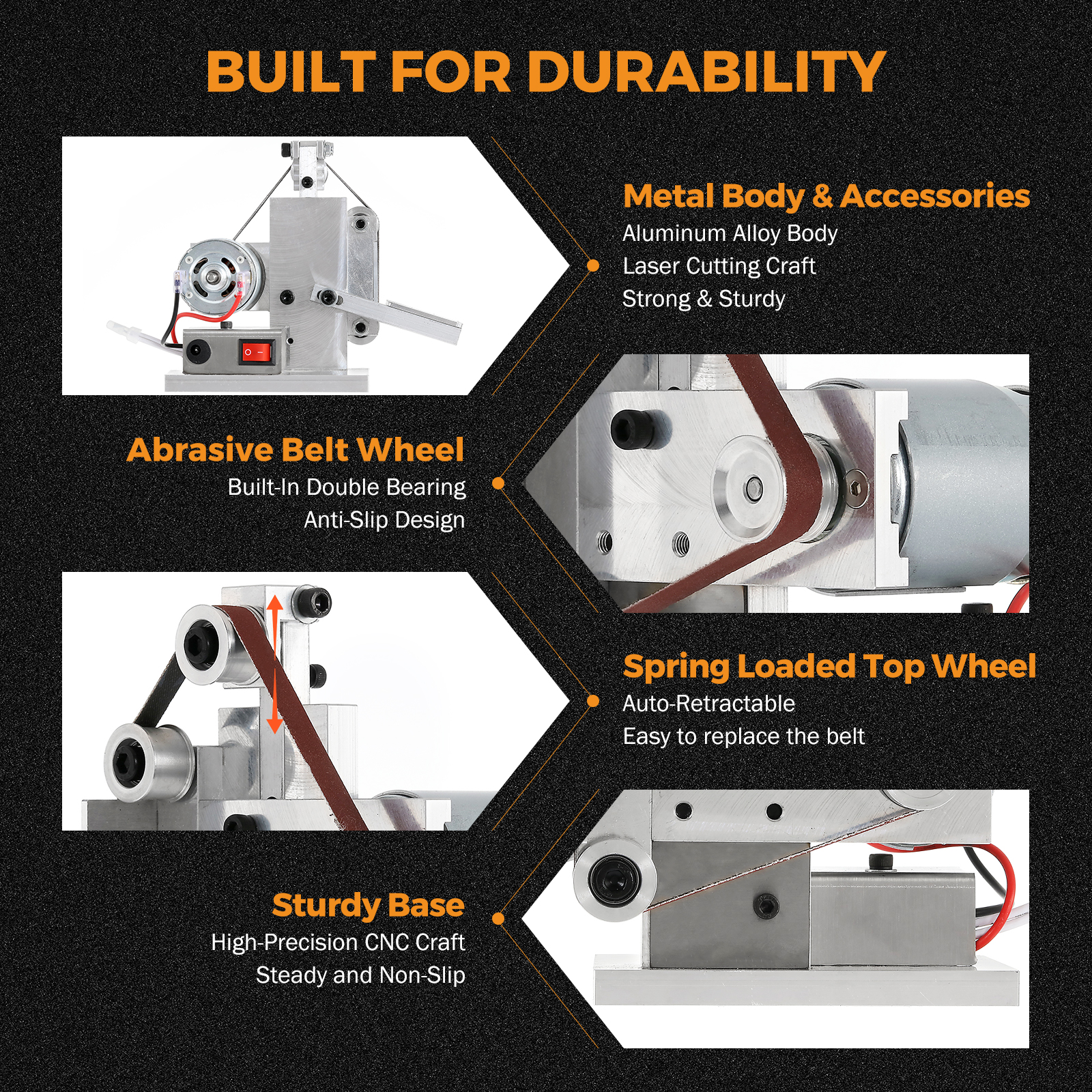 Mini Electric Belt Sander with 10 Abrasive Belt 7 Gears Multifunctional Polisher Knife Edges Sharpener Grinder Grinding Machine