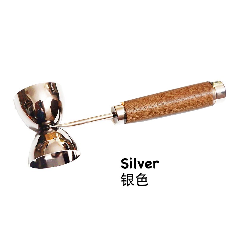 Bar Cocktail Jigger Double Jigger with Wood Handle Double Hammer Jigger measure with a handle for greater speed and ease of use: Silver 30 60ml