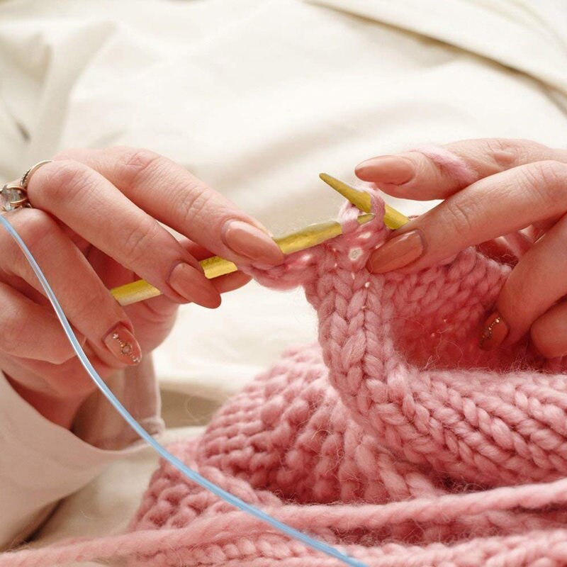 Juego de agujas de tejer circulares DIY de 18 unidades, conjunto de ganchos de ganchillo de agujas de coser circulares de bambú de 40-120cm