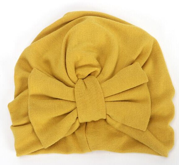 Nette Neugeborene Kleinkind Kinder Baby Jungen Mädchen BIG Bowknot Turban Schädel Caps Baumwolle Beanie Hüte Kleinkind Mädchen Elastische Winter Warm kappe: Yellow