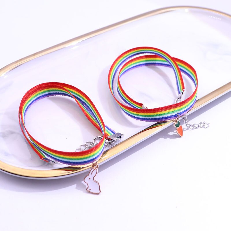 Mulltilayer Hand Braided LGBT Rainbow Bracelet Charms Cute Moon Rainbow Braslet For Women Wristband Accessories Jewelry