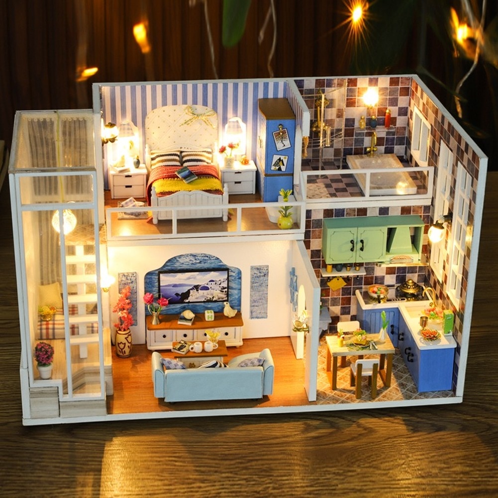 Cutebee Poppenhuis Meubels Miniatuur Poppenhuis Diy Miniatuur Huis Kamer Box Theatre Speelgoed Voor Kinderen Casa De Boneca J19