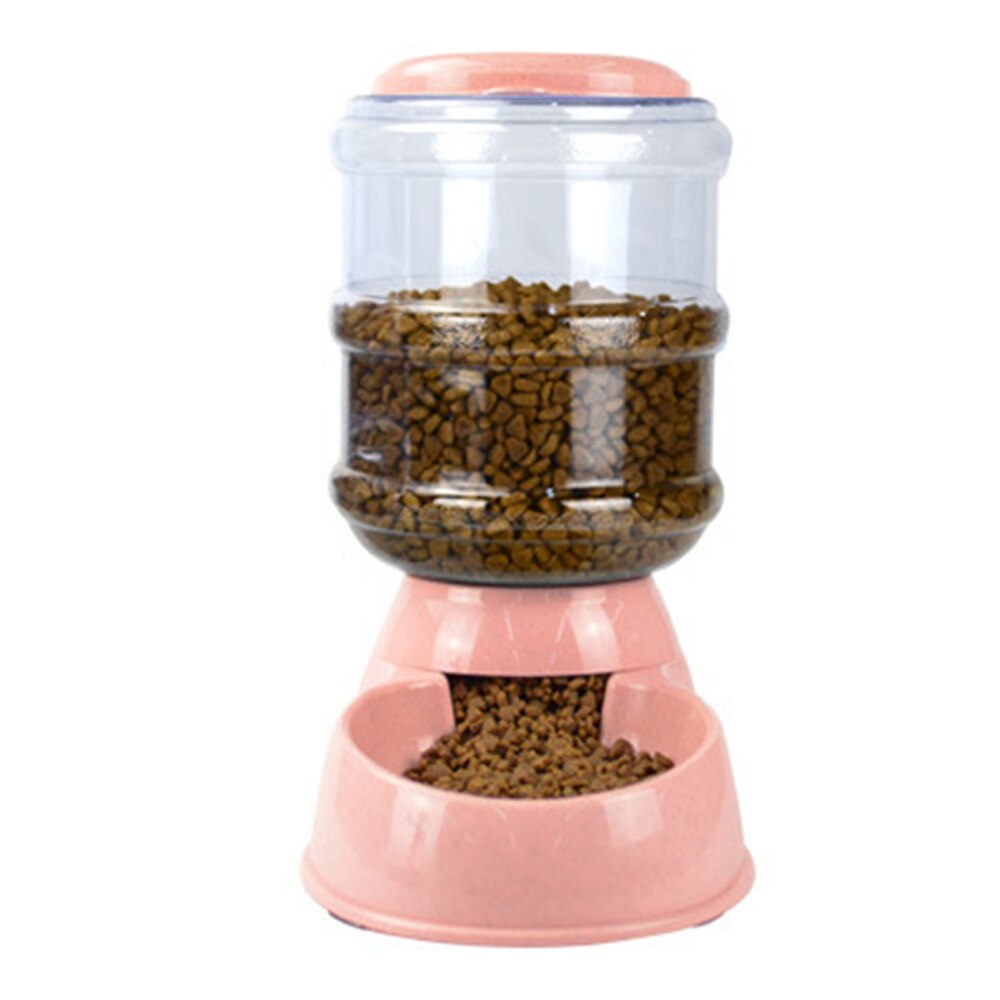 Pet Dog Automatic Water Feeder 3.8L Food Storage Bucket Cat Water Fountain Dispenser Small Pet Watering Supplies Random Color: Pink feeder