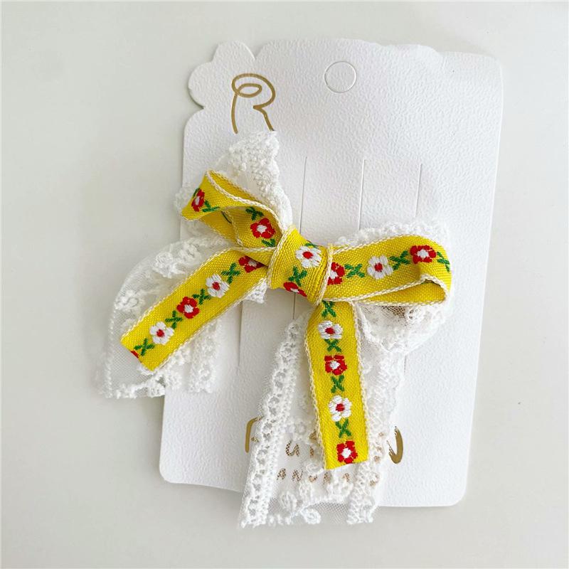 Épingle à cheveux en dentelle pour enfants petite fille pince à cheveux latérale Style ethnique chapeaux tissu arc cheveux accessoires Clips pour les filles: 7