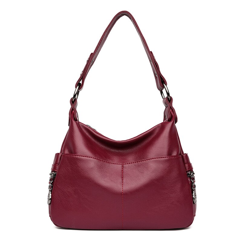 Casual female tote shoulder bag women's soft leather handbags ladies china black wine hand bag crossbody bags for women sac: red wine