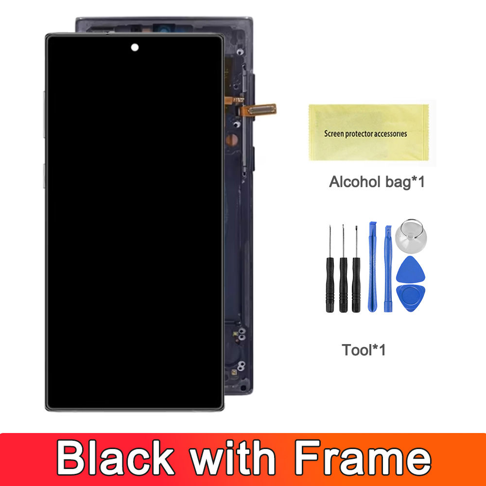 100%  testskærme til samsung note 10 med ramme lcd-skærm 6.15 " note 10 sm-n970f n970a n970f/ ds  n970n lcd tft-skærmdele: Khaki