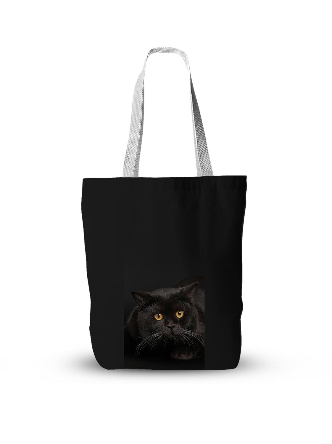 Eenvoudige canvas tas, grappige schattige kat, handtas, boodschappentas voor vrouwen, koreaanse harajuku, grote capaciteit schoudertas, eco-tas: Stijl 4