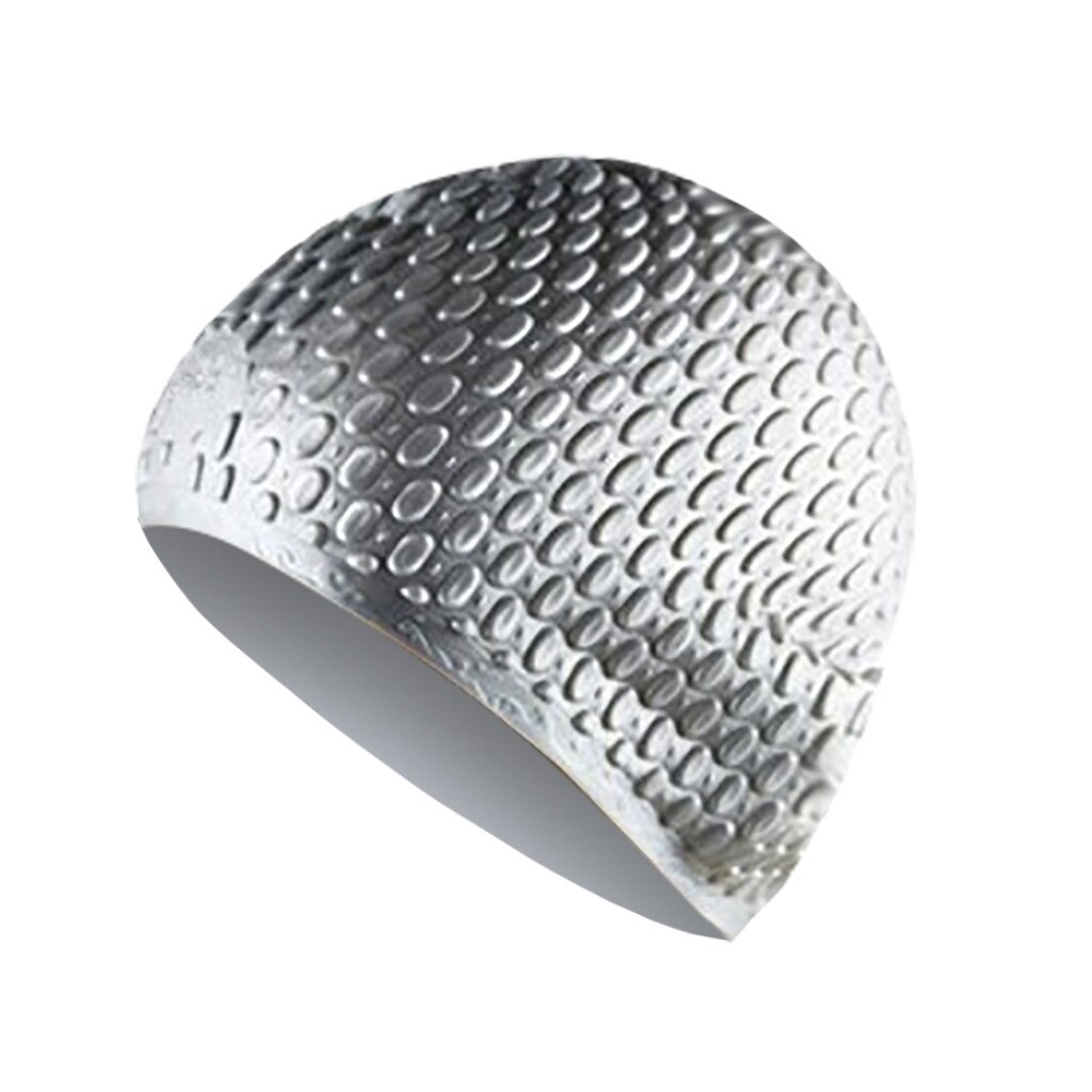 Silicone Waterproof Swimming Caps Protect Ears Long Hair Sports Swim Pool Hat Swimming Cap Free Size For Men & Women Adults #4: gray