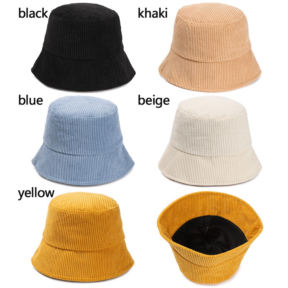 Nowy sztruks kapelusz typu wiaderko dziewczyny moda stały kapelusz wędkarski jesienią i zimą odkryty płasko zakończony kapelusz rybaka cały mecz kapelusz