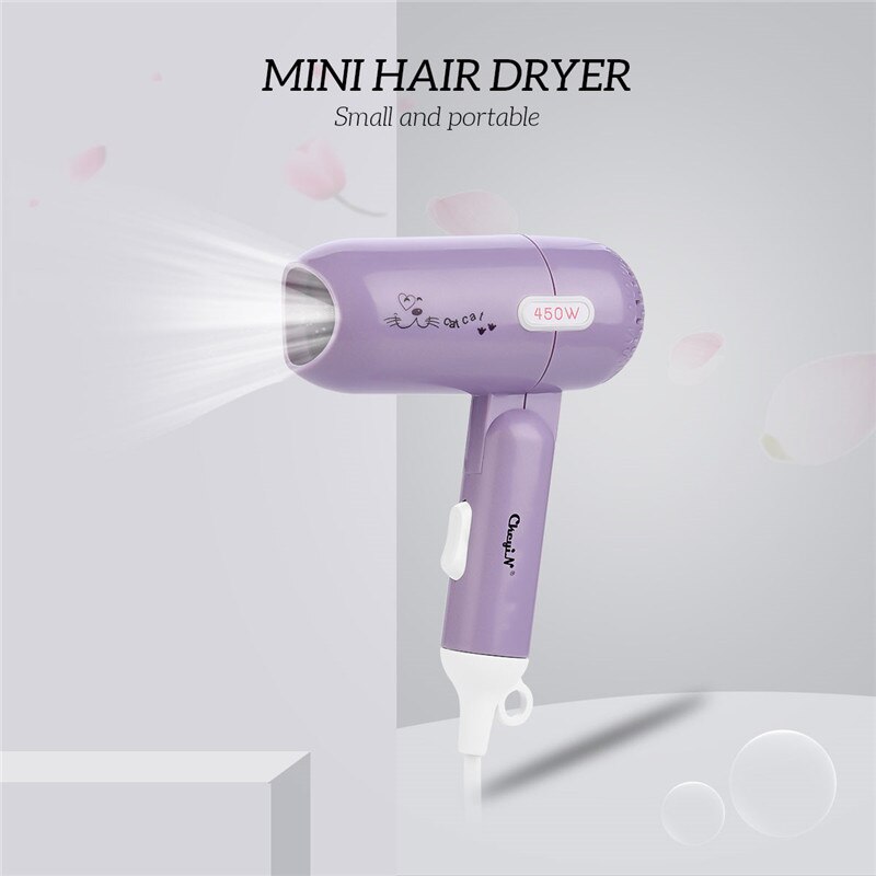 CkeyiN 450W Fast Drying Low Noise Portable Travel Household Hair Dryer Traveller Hair Dryer Compact Powerful Blower