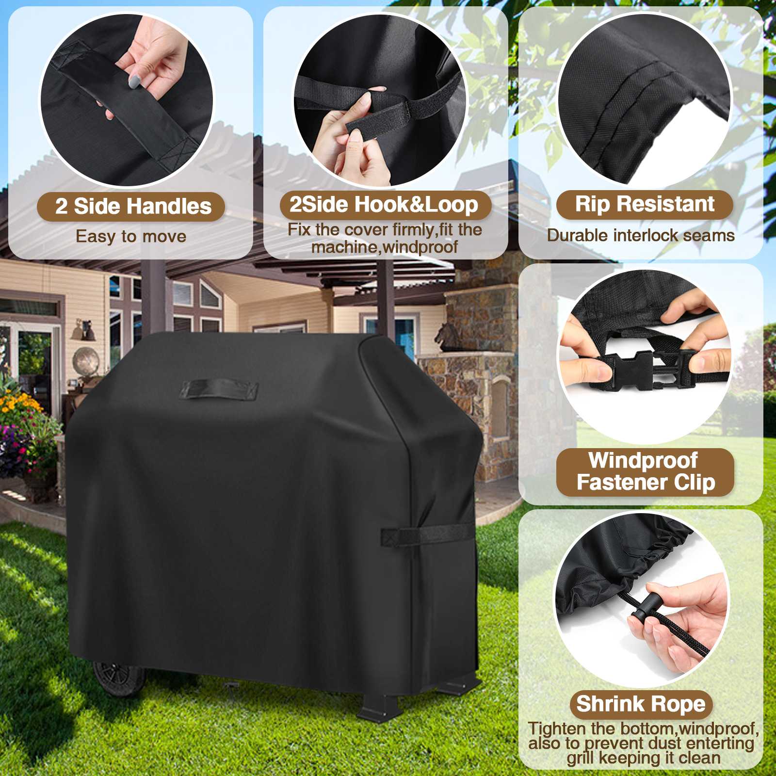 KING DO WAY – housse de protection pour Barbecue d&#39;extérieur, étanche à la poussière, robuste, rond, 420D