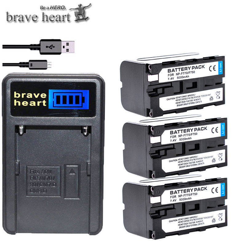 3x NP F770 F750 NP-F750 akumulator litowo-jonowy wymienna bateria + ładowarka USB z wyświetlaczem LCD robić Sony NP-F750 NP-F770 kamery światło doprowadziło robić kamery D &wzmacniacz; F: ładowarka i 3bateria