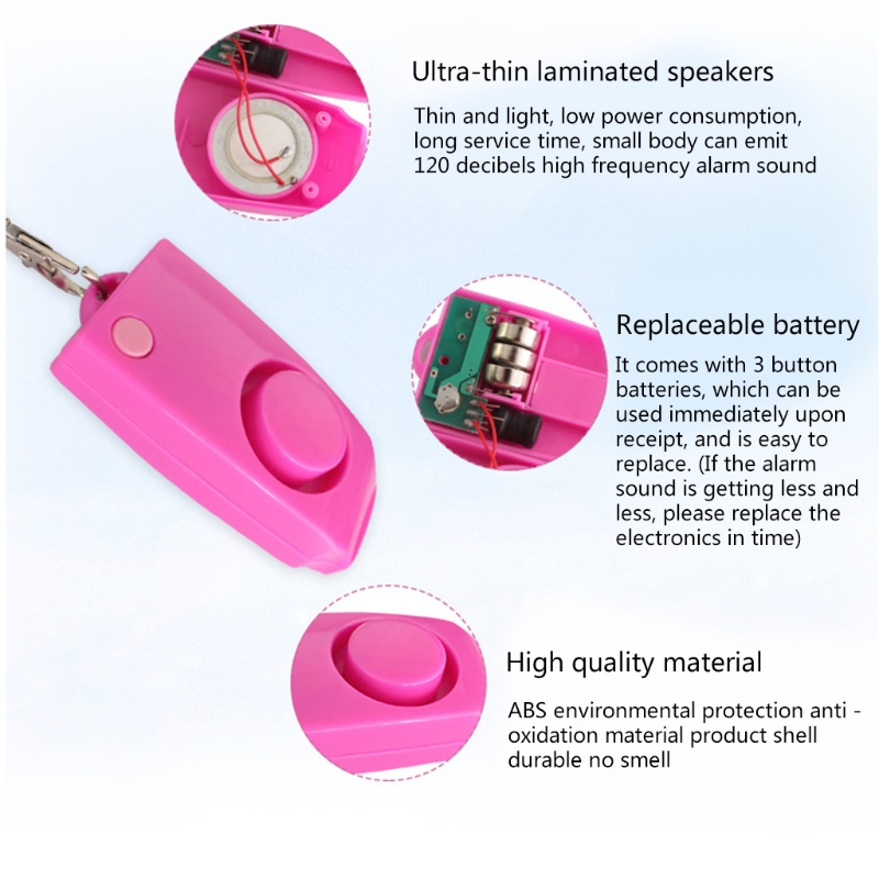 Minialarma Personal de 120DB, llavero de seguridad de emergencia para mujeres, niños y ancianos al aire libre