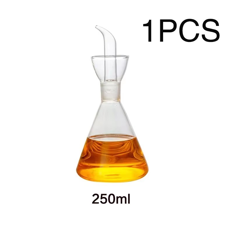 Transparent Glass Oil Bottle with lid Handle Scale Heat-resistant 500/800ml Soy Vinegar Sauce Environmental protection Container: light green